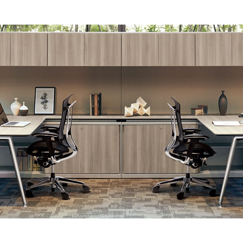 オカムラ コンテッサセコンダ オフィスチェア アジャストアーム ハイバック アルミ脚 ウレタンキャスター メッシュ張り ポリッシュフレーム ホワイトボディ okamura Contessa seconda CC81XW [4]