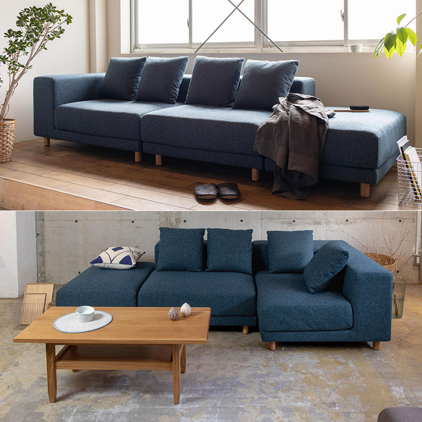 SIEVE (シーヴ) スナグ ユニットソファ システムソファ オットマン ロータイプ 組み合わせ自在 脚:オーク無垢材 張地:ファブリック 幅950×奥行600×高さ400mm [4]