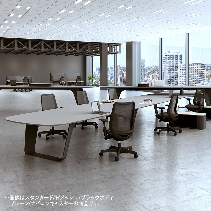 オカムラ ポータム CF23ZE オフィスチェア 固定肘 背クッション スタンダード ダークグレーボディ ランバー付 ウレタンキャスター インターロック [3]