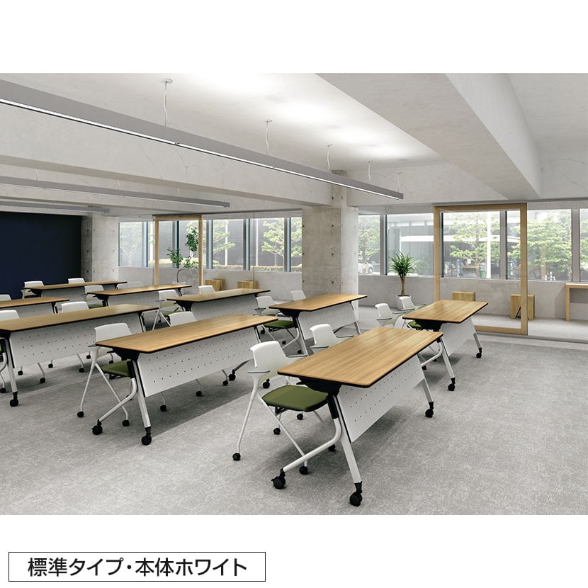 MB-NM51S | NEWMAL ミーティングチェア 会議用チェア メモ台付タイプ ナイロンキャスター 本体ホワイト 幅687×奥行753×高さ756mm プラス(PLUS) [5]