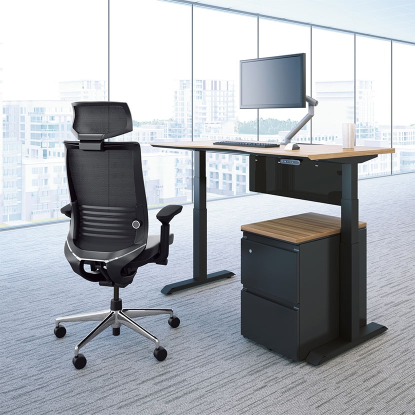 コクヨ ベゼル Bezel モデレートタイプ CR-A2811 オフィスチェア 可動肘 アルミ脚 ウレタンキャスター 背メッシュ ブラックフレーム テクスチャードメッシュ [4]