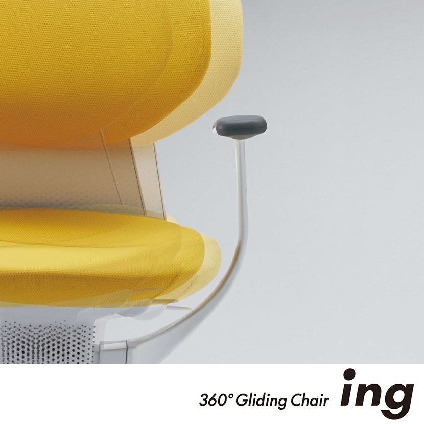 コクヨ イング ing バーチカルタイプ CR-G3403E6 オフィスチェア T字肘(固定肘) ブラック樹脂脚 ナイロンキャスター 背メッシュ 座面布張り [5]