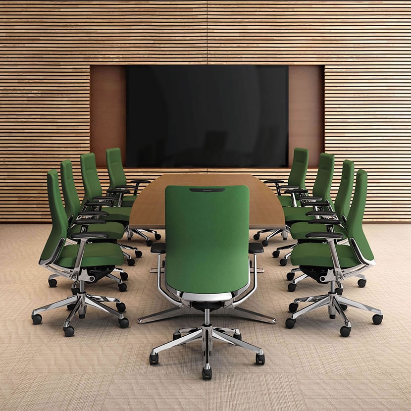 オカムラ コーラル Choral CQ31BR オフィスチェア 肘なし ミドルバック アルミ脚 背メッシュ 座面クッション ポリッシュフレーム ブラックボディ [5]