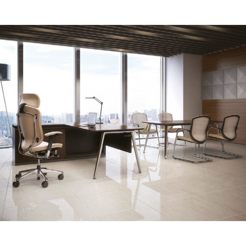 オカムラ コンテッサセコンダ オフィスチェア アジャストアーム ハイバック アルミ脚 ナイロンキャスター 革張り(牛革) ポリッシュフレーム ボディ ブラックボディ okamura Contessa seconda CC83BR [5]