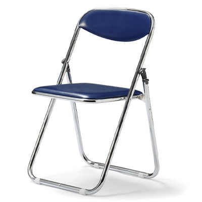 【法人様限定】【6脚セット】FC-22Mシリーズ ミーティングチェア 折りたたみイス クロームメッキタイプ スライド式 ビニールシート張り [5]