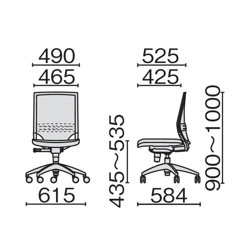 KC-KT60ML | KT-6シリーズ 背メッシュタイプ 肘なし 幅615×奥行584mm プラス(PLUS) [4]