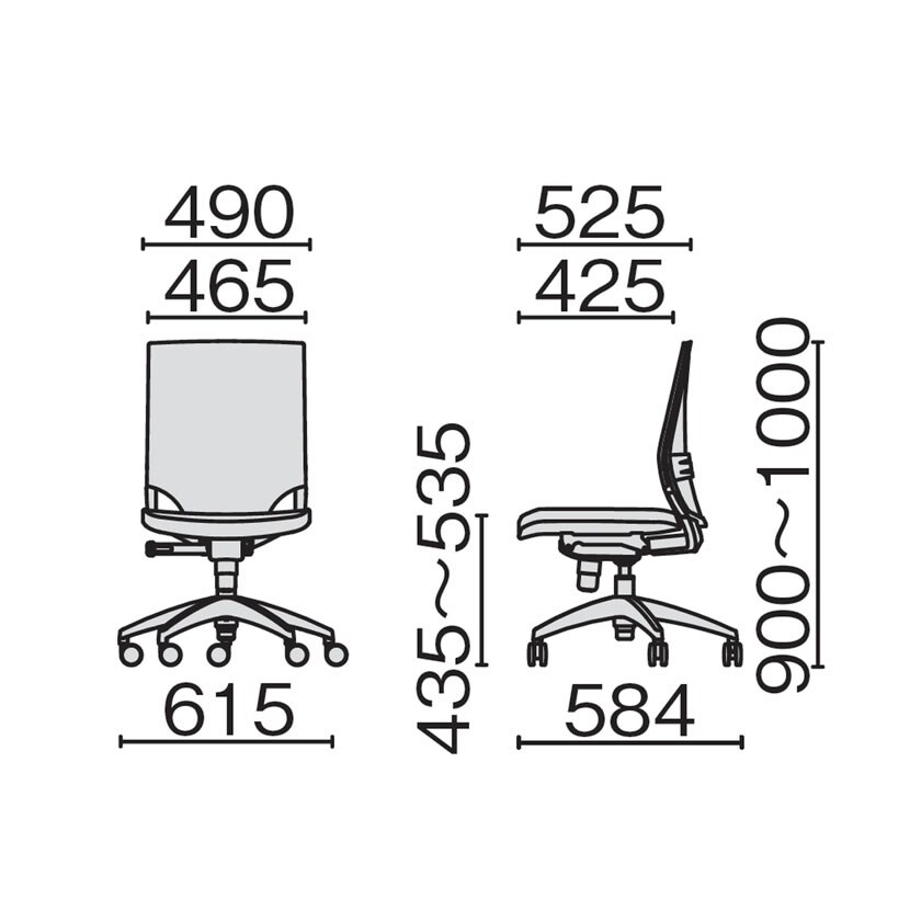 KC-KT60SL | KT-6シリーズ 背クロスタイプ 肘なし 幅615×奥行584mm プラス(PLUS) [5]