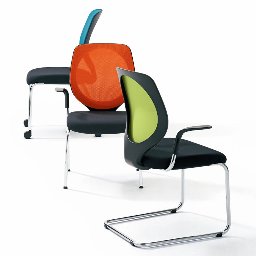 ミーティングチェア ジロフレックス 353 会議椅子 4本脚キャスタータイプ 肘なし クロムメッキ giroflex 353 プラス(PLUS) MC-3533006CMS [3]