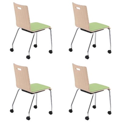 【4脚セット】会議椅子 おしゃれ PMシリーズ リフレッシュチェア キャスター脚タイプ レザー張り [3]