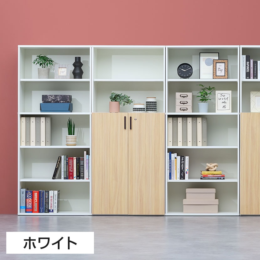 キャビネット 書庫 木製 本棚 NFシリーズ ハイタイプ 5段 収納棚 可動棚付き メラミン化粧板 幅800×奥行400×高さ1849mm A4対応 ソフトクローズ機構 [3]