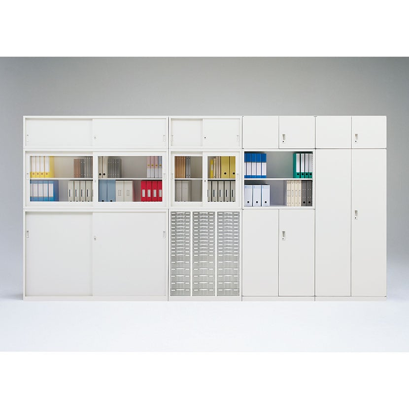 【抗菌加工】引戸スチール書庫(上置用) ホワイト 幅1760×奥行400×高さ730mm オフィス キャビネット 国産 完成品 【SIAA】 [3]