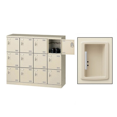 【国産】【完成品】スチール製 シューズボックス・靴箱・下駄箱 4列3段12人用 錠なし/SLB-M412-K2 [5]