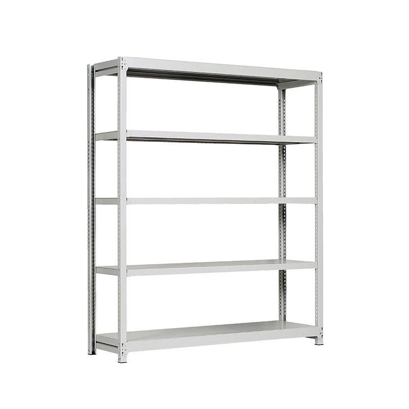【本体】国産スチールラック 軽中量棚150kg/段 単体 ボルトレス 高さ2100×幅1800×奥行600×天地5段 [5]