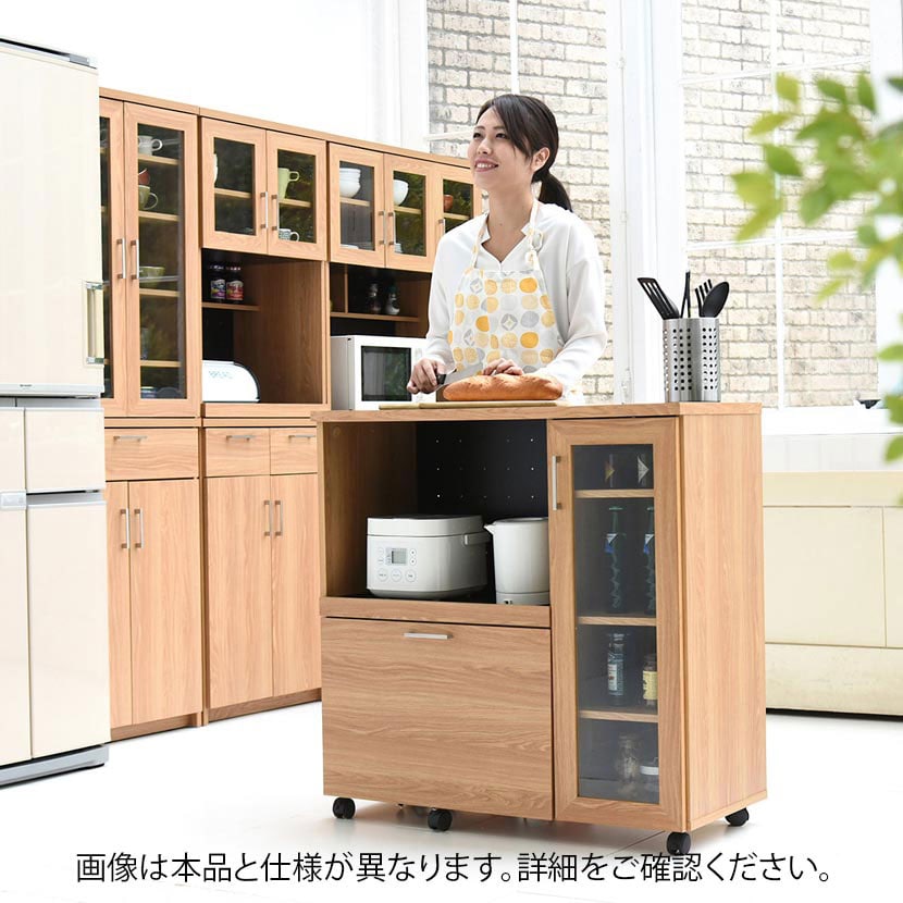 【Keittio】 北欧キッチンシリーズ キッチンカウンター 食器収納付き 幅900×奥行415×高さ895mm ノルディックデザイン ラック 収納 オフィスの給湯室・食器棚 [4]