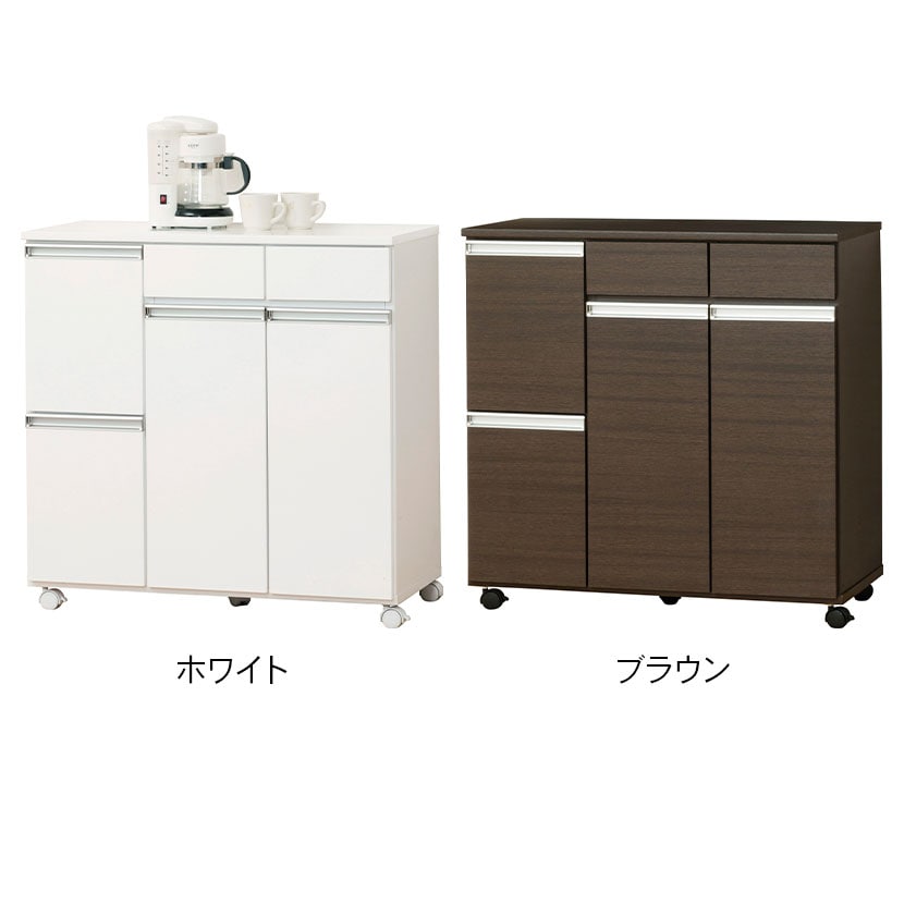 ダストボックス 4分別 カウンター ゴミ箱 引き出し 小物収納 ペール付き キャスター付き 幅820×奥行400×高さ820mm [2]