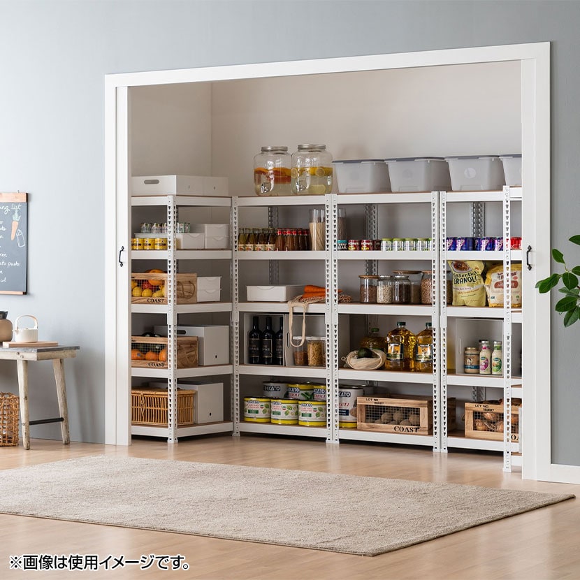 メタル&ウッドラック シェルフ3段 耐荷重150kg(棚板1枚あたり50kg) ホワイト 収納 幅610×奥行410×高さ900mm [4]