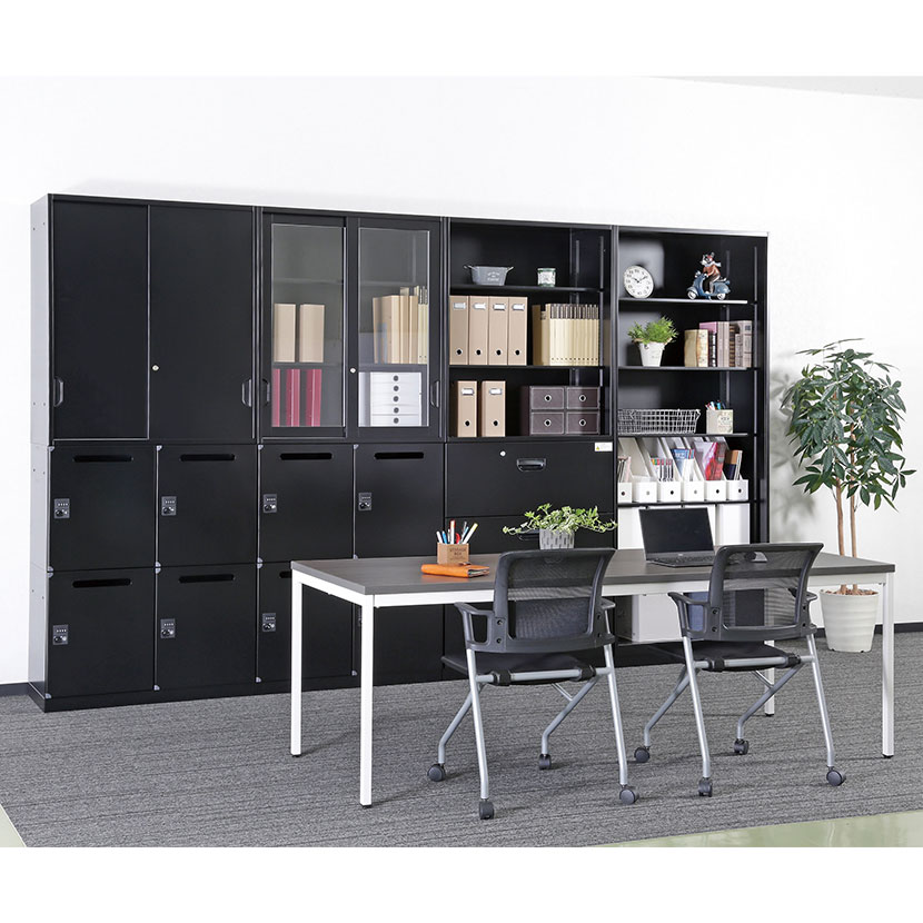 オフィス収納 HOSシリーズ 両開き 上置用 スチール書庫 幅900×奥行400×高さ1050mm スチールキャビネット 書類整理 収納 【国産】【完成品】 [3]