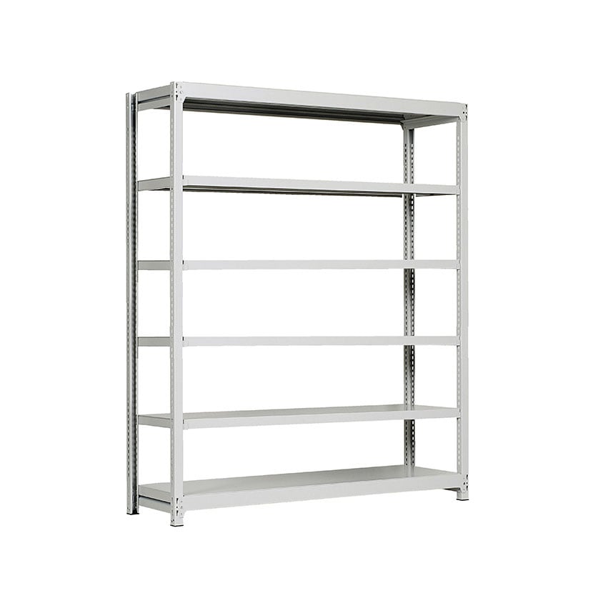 【本体】国産スチールラック 軽中量棚150kg/段 単体 ボルトレス 高さ2400×幅1200×奥行300×天地6段 [5]