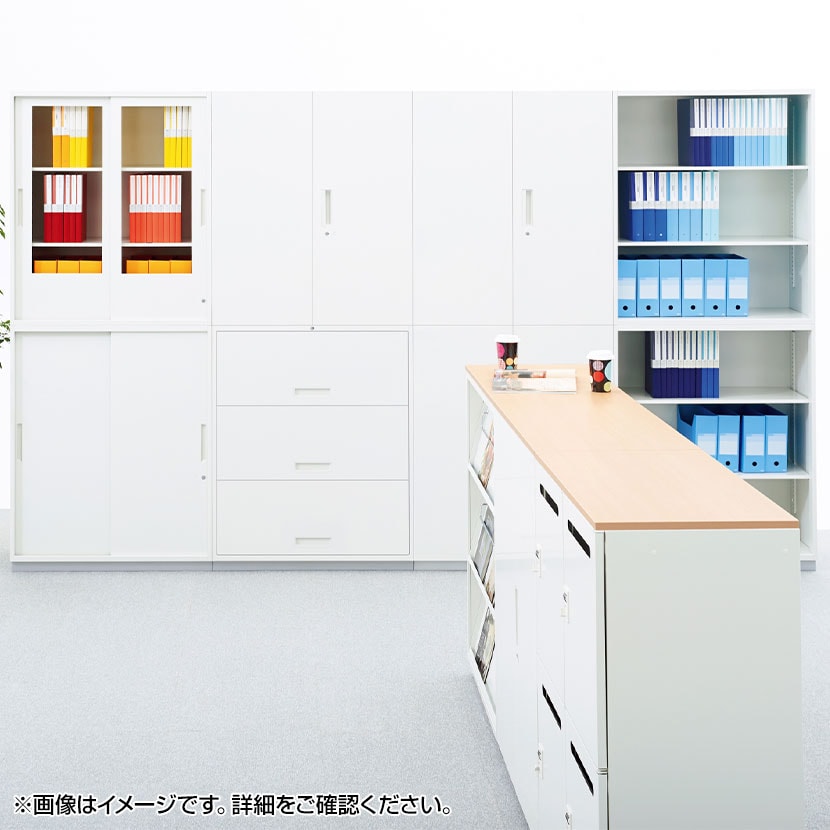 L6-E40AR | L6 両開き保管庫 上置き用 W4 ホワイト 幅800×奥行450×高さ400mm プラス(PULS) [3]