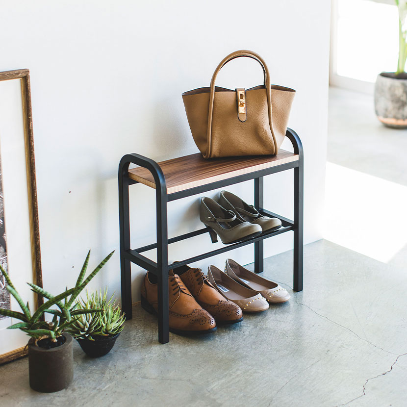 山崎実業 立ちやすいベンチシューズラック タワー 玄関スツール 幅480×奥行190×高さ460mm [4]