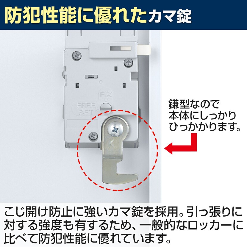 1人用 スチールロッカー ホワイト 南京錠用 幅455×奥行515×高さ1790mm SLDW-1-N【国産】【完成品】 [5]