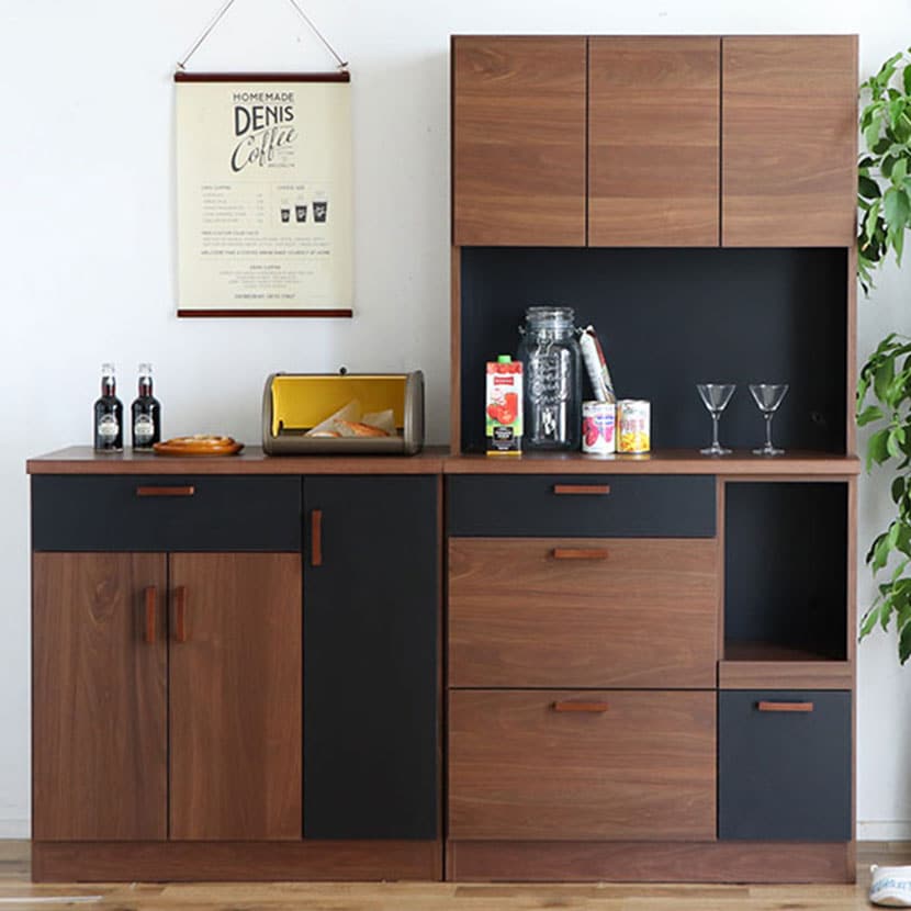 東馬 TMモデロ 90キッチンボード BR / BK 食器棚 キッチン収納 幅890×奥行430×高さ1800mm [3]
