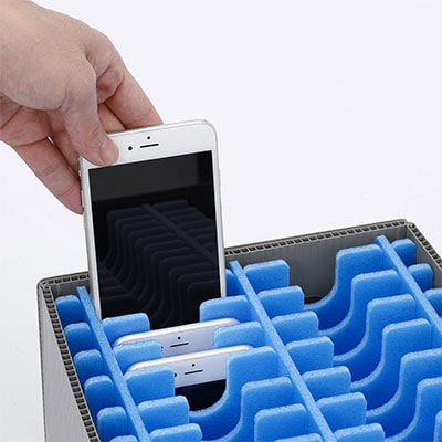 プラダン製スマホ収納ケース(22台用) W345×D240×H175mm [3]