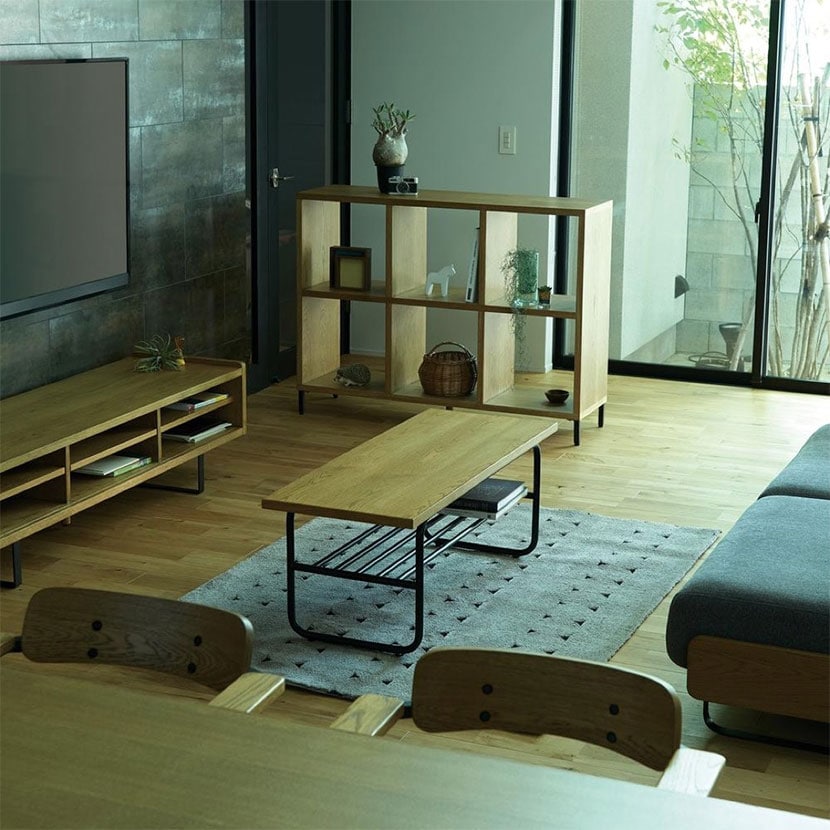 ADRS(アドレス) アレックス シェルフ Mサイズ 本棚 ディスプレイ クラッシックスタイル 本体:オーク突板 脚:スチール 幅1200×奥行350×高さ905mm [5]