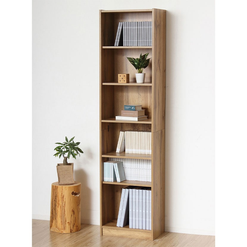 らくらく組立 本棚 書棚 6段 可動棚 木製 シェルフドライバー不要 幅450×奥行295×高さ1800mm [5]