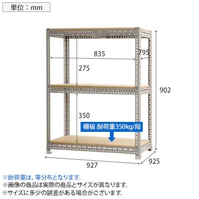 【本体】スチールボード棚 収納棚 3段 幅900×奥行900×高さ900mm [5]