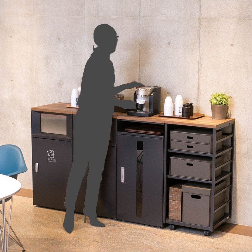 テラモト トラッシュボックスFT もえるゴミ用 ゴミ箱 67L カウンタータイプ プッシュ式 アジャスター付き 分別 幅460×奥行462×高さ950mm [5]