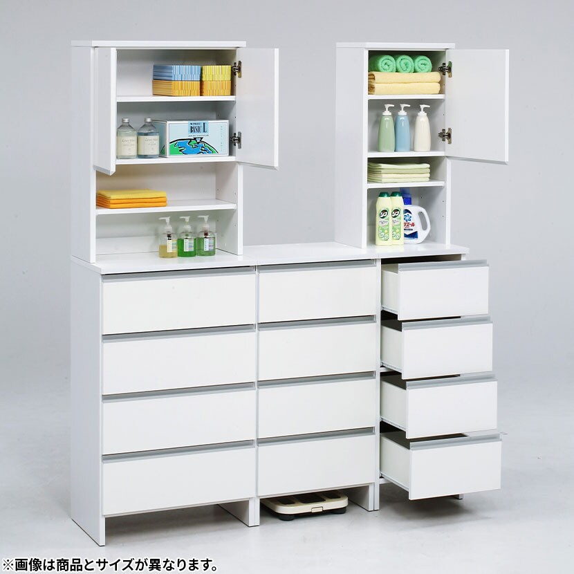 ランドリー収納 ハイタイプ ポケット チェスト 収納 タンス 日本製 幅398×奥行270(上台)・394(下台)×高さ1805mm [5]