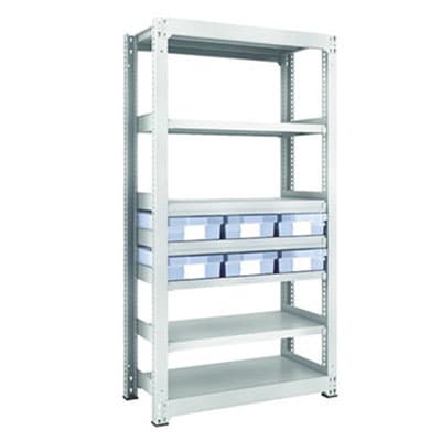 TRUSCO M3型中量棚 幅900×奥行471×高さ1800mm 樹脂透明引出付 大×6 856-3303 [4]