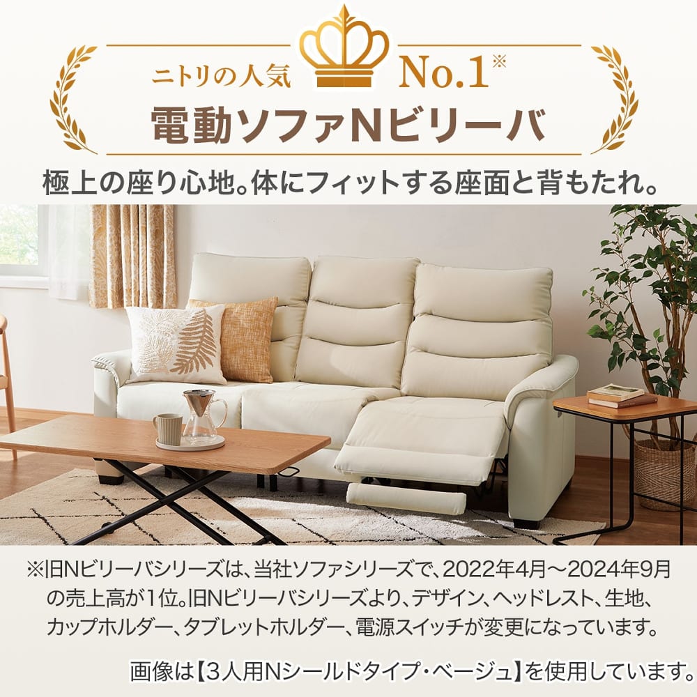 傷･汚れに強い合成皮革 1人用電動リクライニングソファ(Nビリーバ3 Nシールド GY) <N> [2]