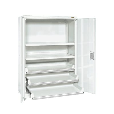 サカエ PNH1263C3W | 保管システム収納庫 鍵付き 両開扉タイプ 保管庫 均等耐荷重250kg/段 幅1200×奥行640×高さ1800mm [5]