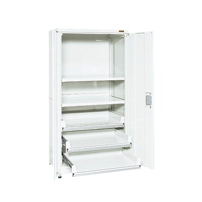 サカエ PNH9063C3W | 保管システム収納庫 鍵付き 両開扉タイプ 保管庫 均等耐荷重250kg/段 幅900×奥行640×高さ1800mm [5]