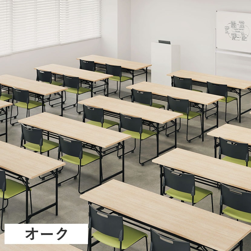会議用テーブル 折りたたみテーブル 棚付き 幅1500×奥行600×高さ700mm 長机 イベントテーブル 作業台 受付 学習塾 学校 [5]