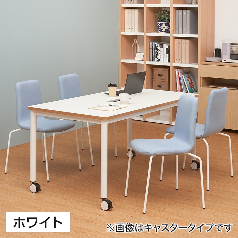 ビネイル ミーティングテーブル 配線ボックス付き 幅1500×奥行800×高さ720mm 会議用テーブル フリーアドレスデスク【ホワイト・チャコールグレー:販売終了】 [4]