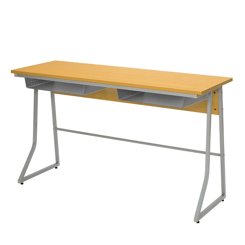 スモール研修用デスク3 RFJD3-1245N 2人用デスク セミナーテーブル 幅1200×奥行450×高さ700mm ループ脚 棚付き [2]