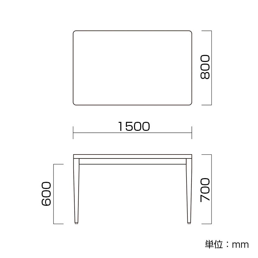 木製会議テーブル ミーティングテーブル 木脚(丸) 幅1500×奥行800×高さ700mm WT-009-1580 [3]