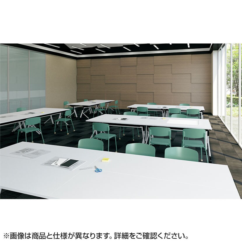 LD3-415 | Linello3 リネロ3 会議テーブル スタッキングテーブル 幕板なし 棚板付き キャスター脚 幅1200×奥行450×高さ720mm プラス(PLUS) [3]