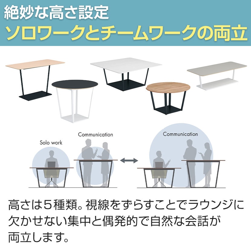 コクヨ リージョン ラウンジテーブル T字脚 ミドルハイテーブル 幅1800×奥行900×高さ904mm 角形 リノリウム天板 天板アッシュ 脚ホワイト LT-RG189MHSAAF [5]