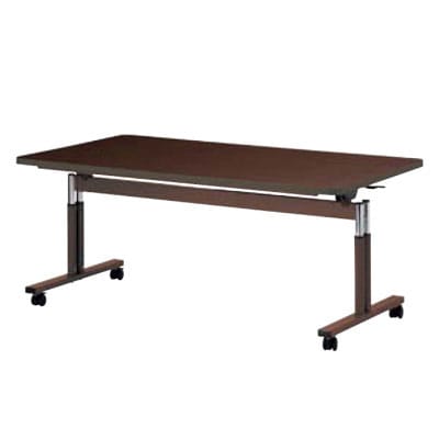 昇降テーブル FIT 天板跳ね上げ ラチェット昇降式 介護 福祉施設 抗菌天板 ソフトエッジ巻 幅2100×奥行900mm NI-FIT-2190S [3]