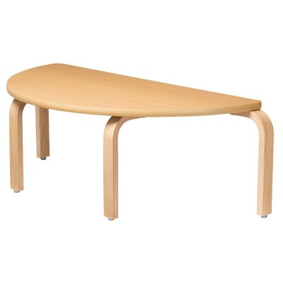 児童・塾・学校向け 木製ローテーブル 積み重ね可能 半円型 国産 幅1200×奥行600×高さ400mm [4]