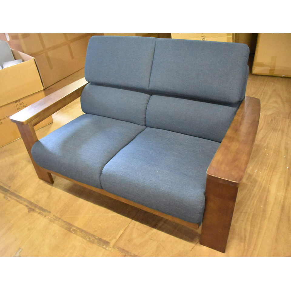 【アウトレット】ソファNC779 2人掛け【送料・開梱設置無料】ブルー/ウォールナット [3]