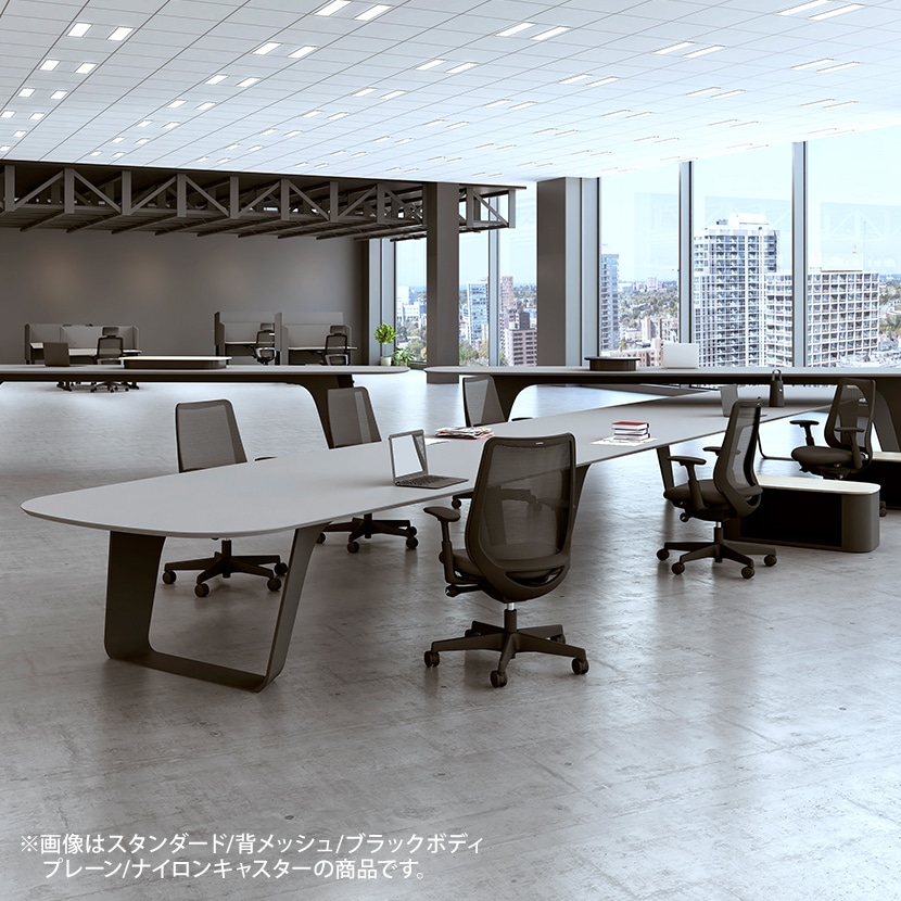 オカムラ ポータム CF27XE オフィスチェア 固定肘 背クッション エクストラスタンダード ダークグレーボディ ランバー付 ナイロンキャスター プレーン [3]