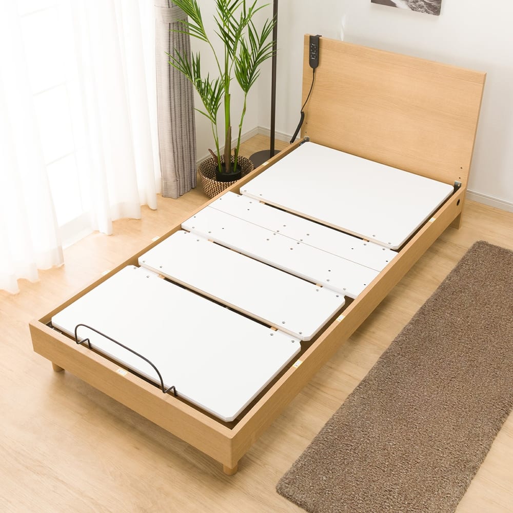 【非課税】電動シングルベッドフレーム(NS001 LEG LBR)2モーター <N>※マットレス別売 [5]