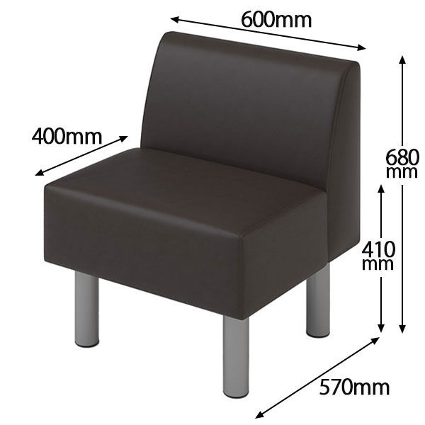 コンフォートワーク ロビーベンチ 耐アルコール耐次亜塩素酸 幅600mm 背付 ブラウン ALB-600BM MA 1脚  オリジナル [2]