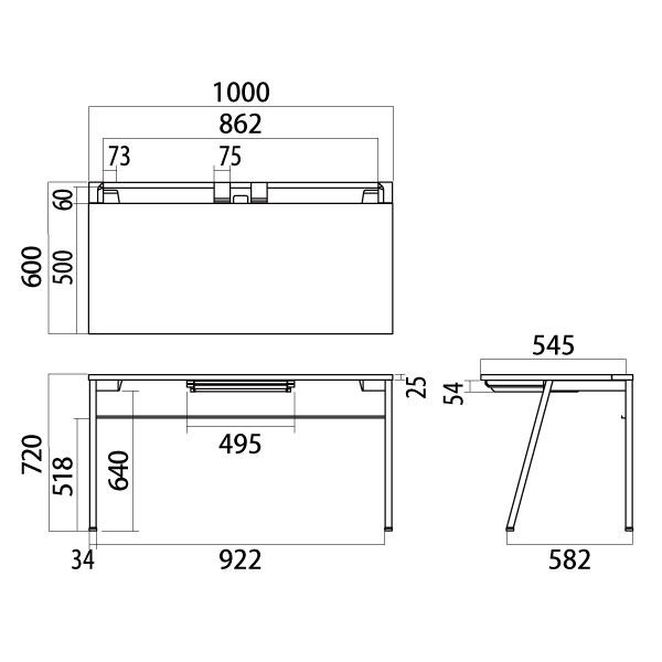 【組立設置込】 コクヨ リーンデスク　平机 センター引出付　幅1000×奥行600×高さ720mm　脚：ブラック　天板：ナチュラル（直送品） [3]