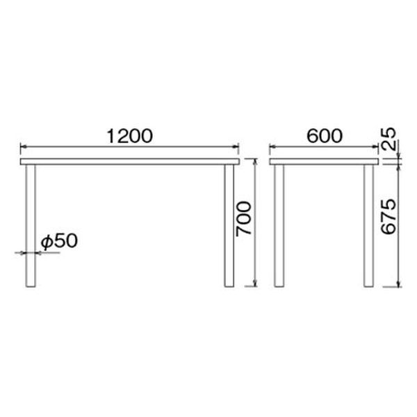 アール・エフ・ヤマカワ エコノミーOAテーブル ナチュラル 幅1200×奥行600×高さ700mm 1台 テレワークデスク [2]